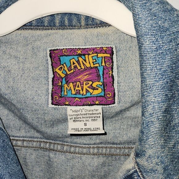 Vintage 90’s Planet Mars Small M&M’s Streetwear Denim Trucker Blue Jean Jacket - Picture 5 of 5